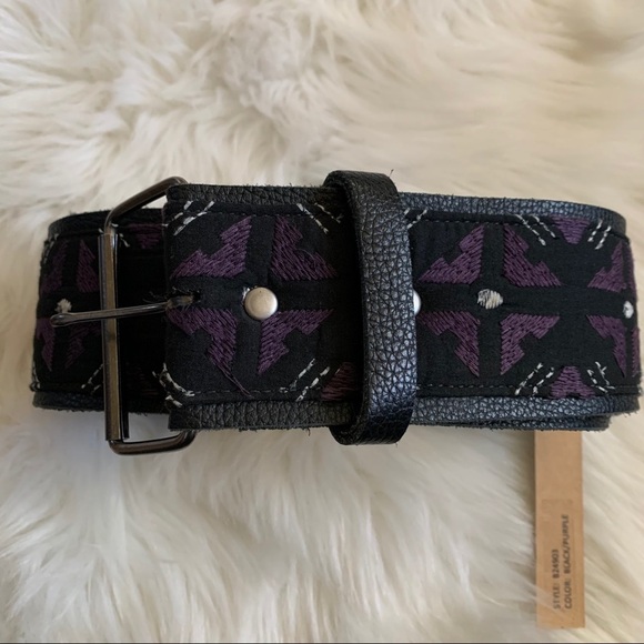 Of Two Minds Black/Purple Embroidered Belt main image 7